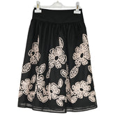 ALITSA EMBROIDERED FLOWERS MESH MIDI SKIRT